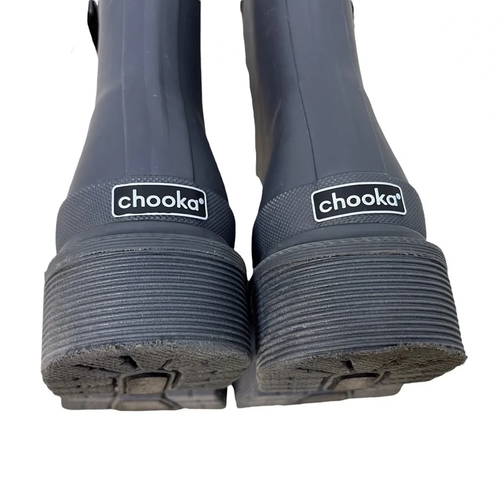 Chooka Redmond Mid Rain Boot Charcoal Size 8 Side Buckle Rubber